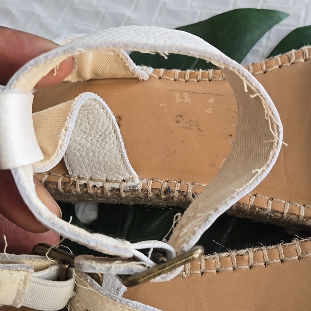 Soludos White Espadrille Sandals Ankle Strap Vacation Beach Summer Shoes - Picture 7 of 9